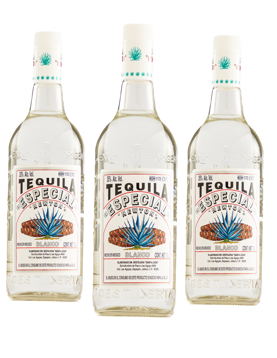 Tres Botellas Tequila Especial Newton Blanco 1000 Ml