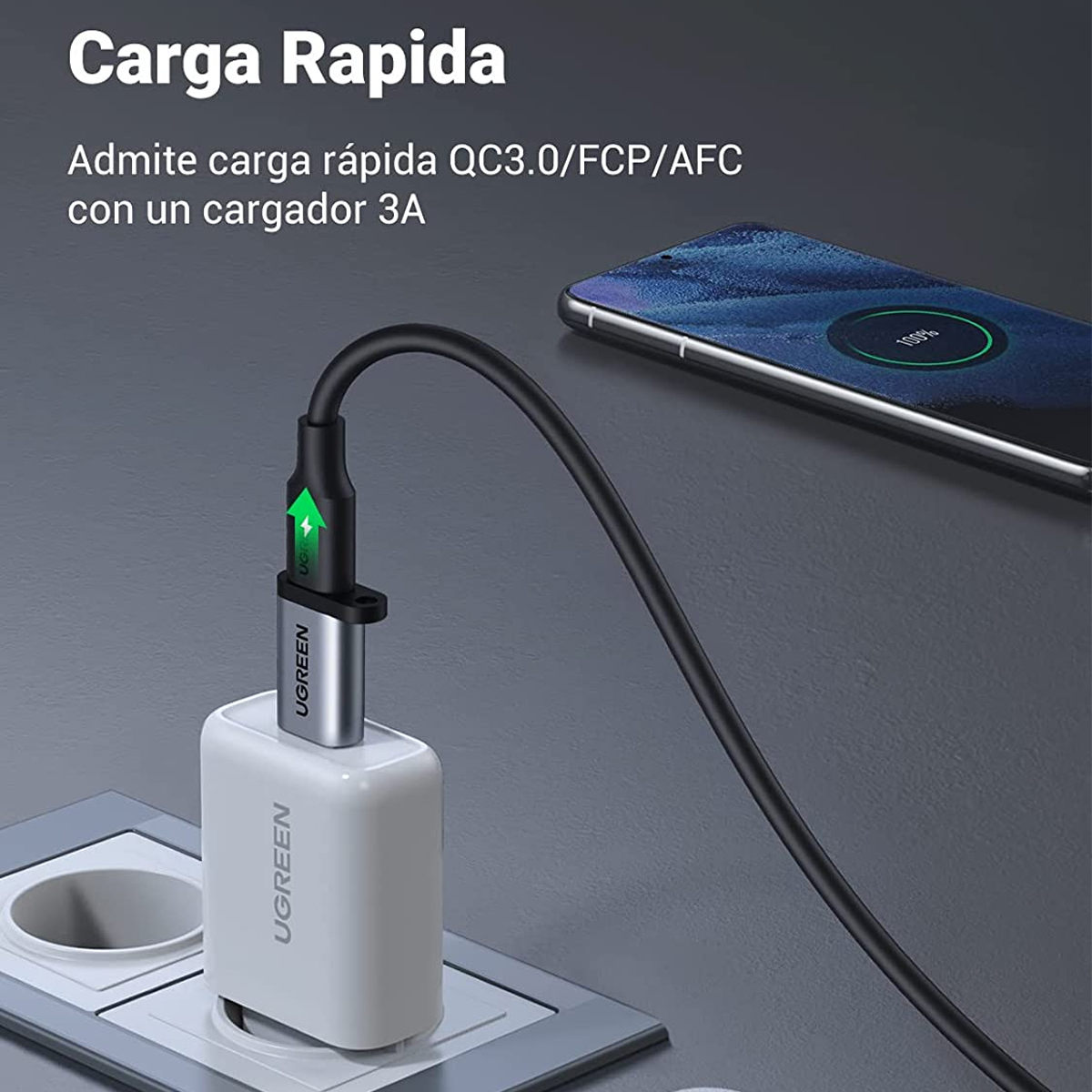 Ugreen Adaptador Usb 3.0 A Usb-c 3.1 Carga Y Sincroniza 3a