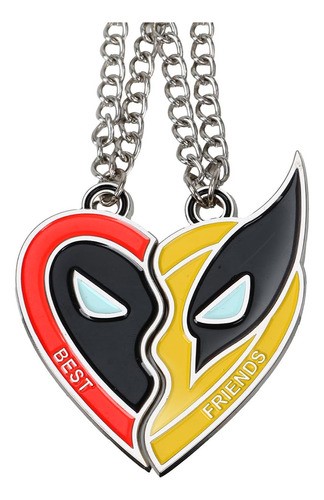 2pz Collar Amistad Dije Acero Inoxidable Corazón Mejor Amigo DEADPOOL