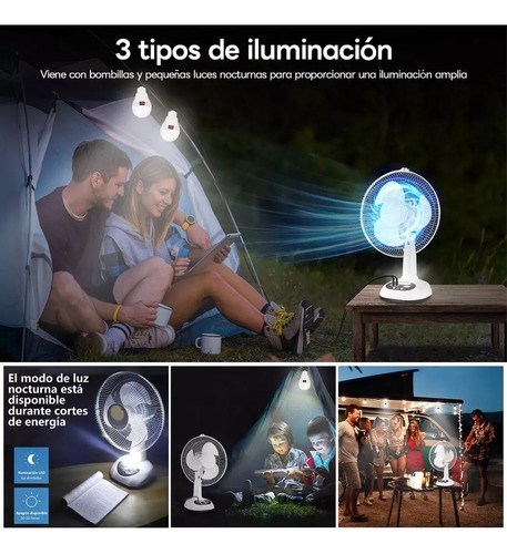 Ventilador Solar Recargable De Mesa Cargador De Celular BLANCO