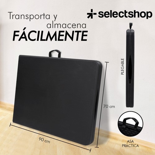 Mesa Plegable Plástico Tipo Portafolio 1.80m Portátil Jardín Color Negro