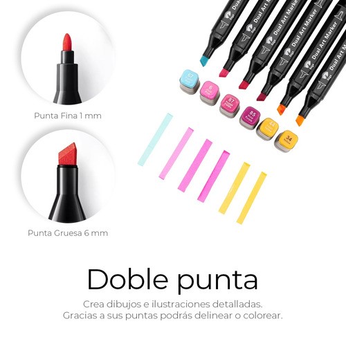 100 Plumones Doble Punta Marcadores Punta Pincel 100 Color NEGRO