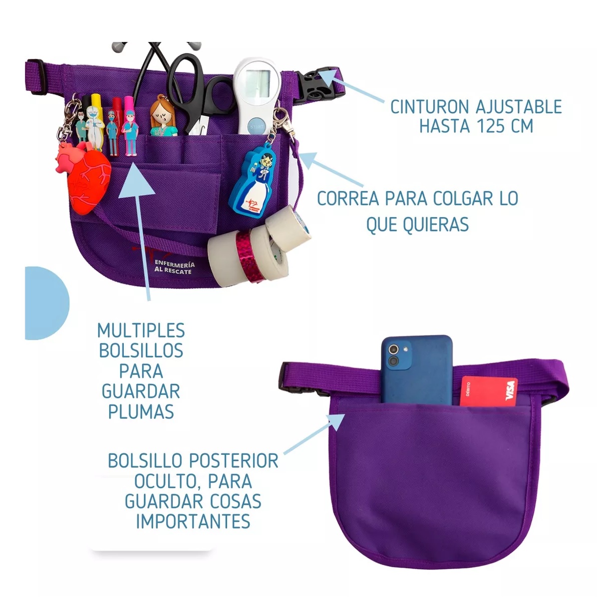 Riñonera Enfermera Enfermeria Moda Liso Morado
