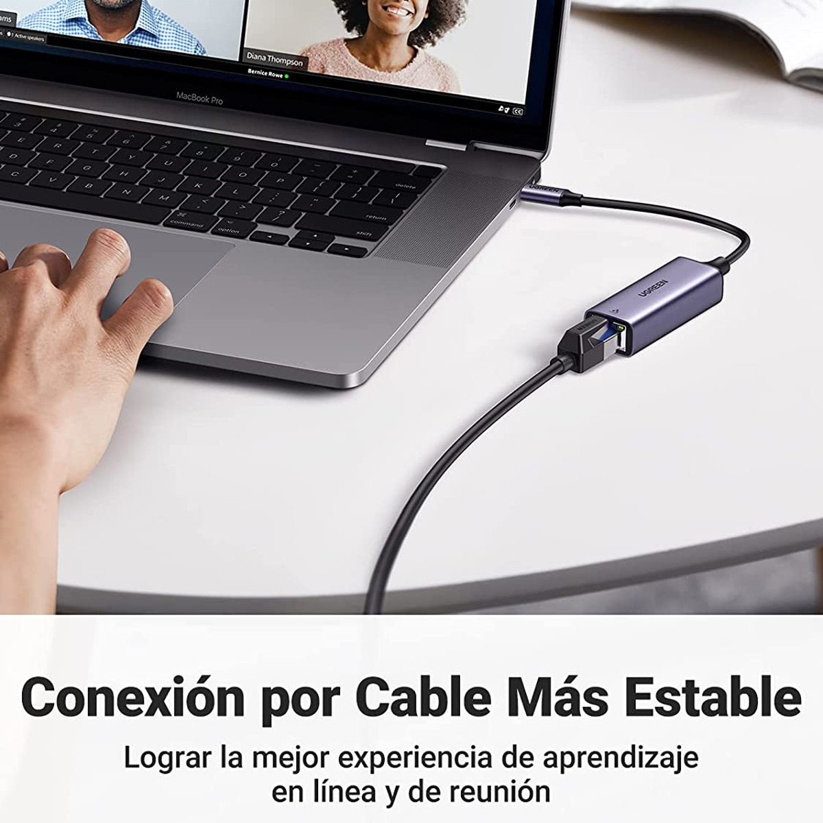 Adaptador de Red USB-C 3.1 a RJ45 Thunderbolt 3 Longitud del cable 10 cm.