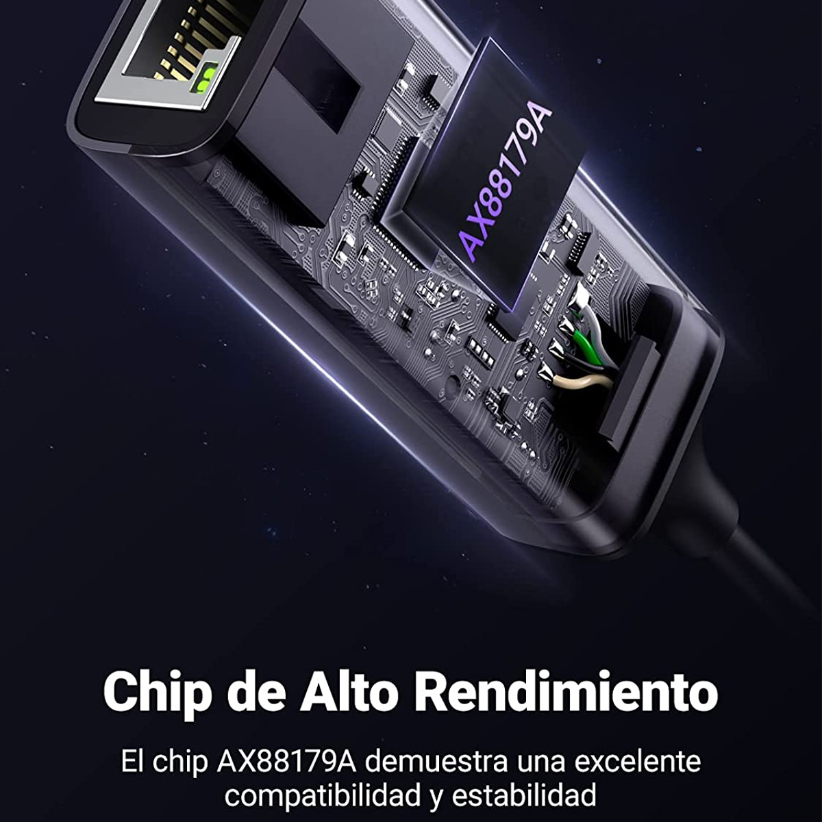 Adaptador de Red USB-C 3.1 a RJ45 Thunderbolt 3 Longitud del cable 10 cm.