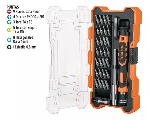 Desarmador De Precisión+30 Puntas Y Extensión Truper Joy-32
