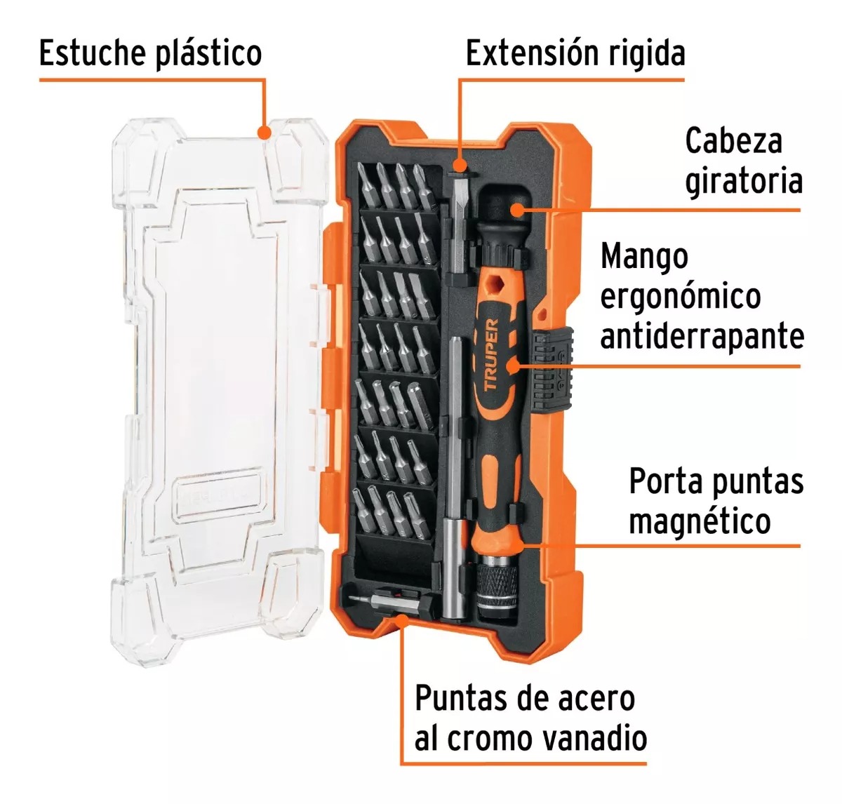 Desarmador De Precisión+30 Puntas Y Extensión Truper Joy-32