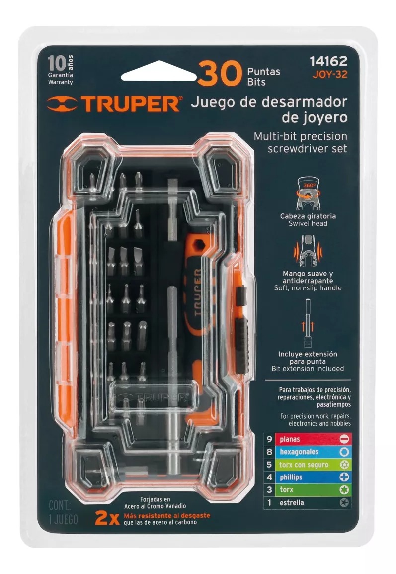 Desarmador De Precisión+30 Puntas Y Extensión Truper Joy-32