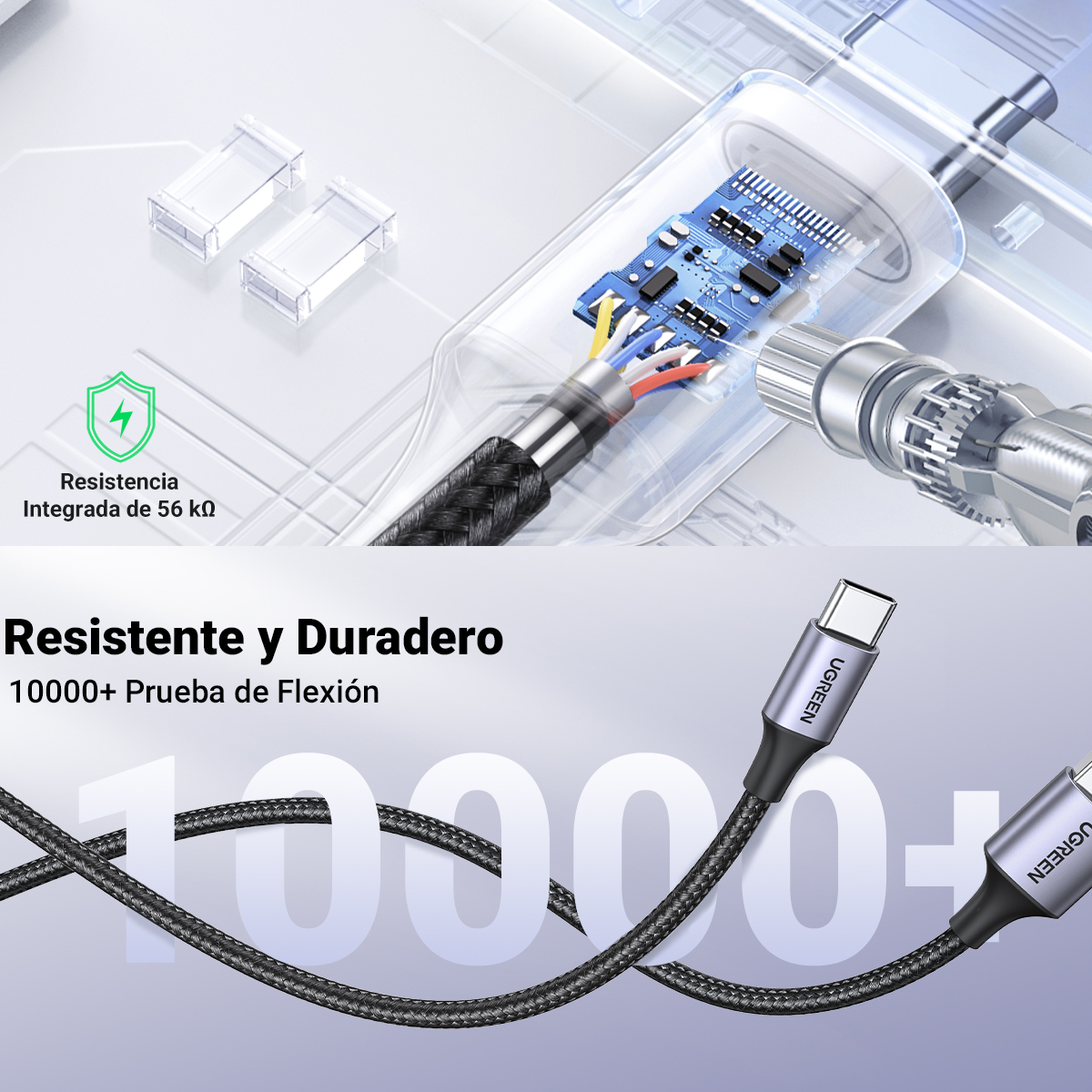 Ugreen Cable Usb-a A Usb-c Trenzado Aluminio Niquelado 2m