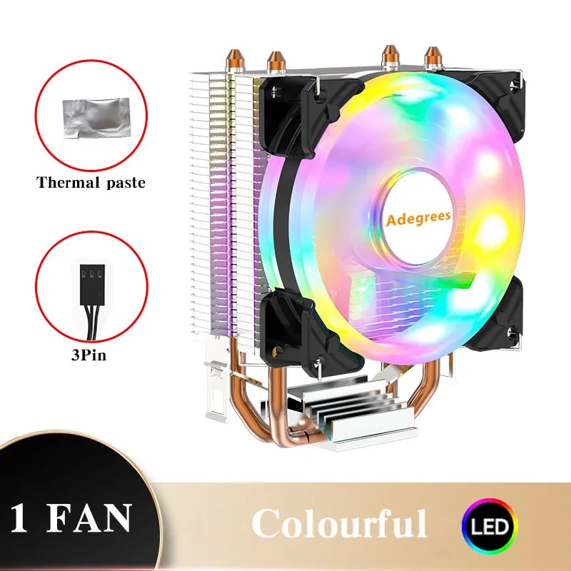 Disipador de torre Ventilador 1 FAN Led 3 Pin Adegrees