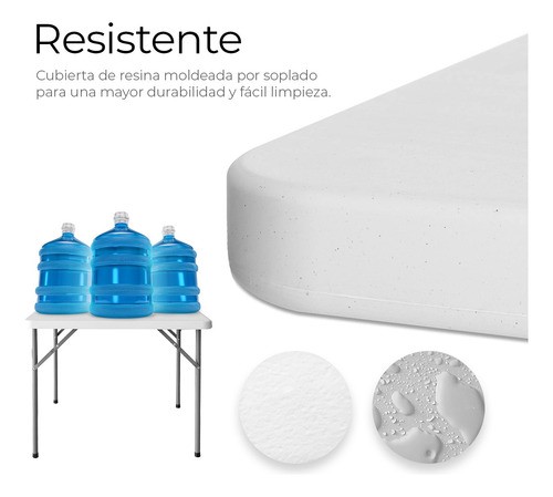 Mesa Plegable Cuadrada Plástico Resistente 86cm Jardin Exter BLANCO