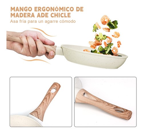 Juego De 3 Sartenes Con Revestimiento Antiadherente BLANCO
