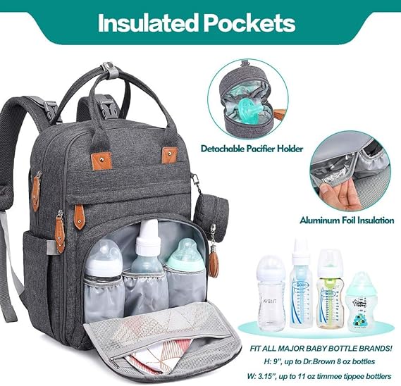 A Timotech Mochila Pañalera para Bebes de Tela con Cambiador plegable para cambio de pañales