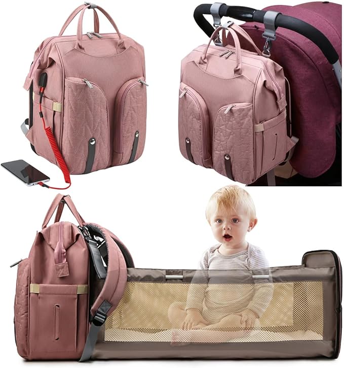 A Mochila Pañalera Multifuncional, Bolsa de Pañales de Bebé con Cambiador Desmontable