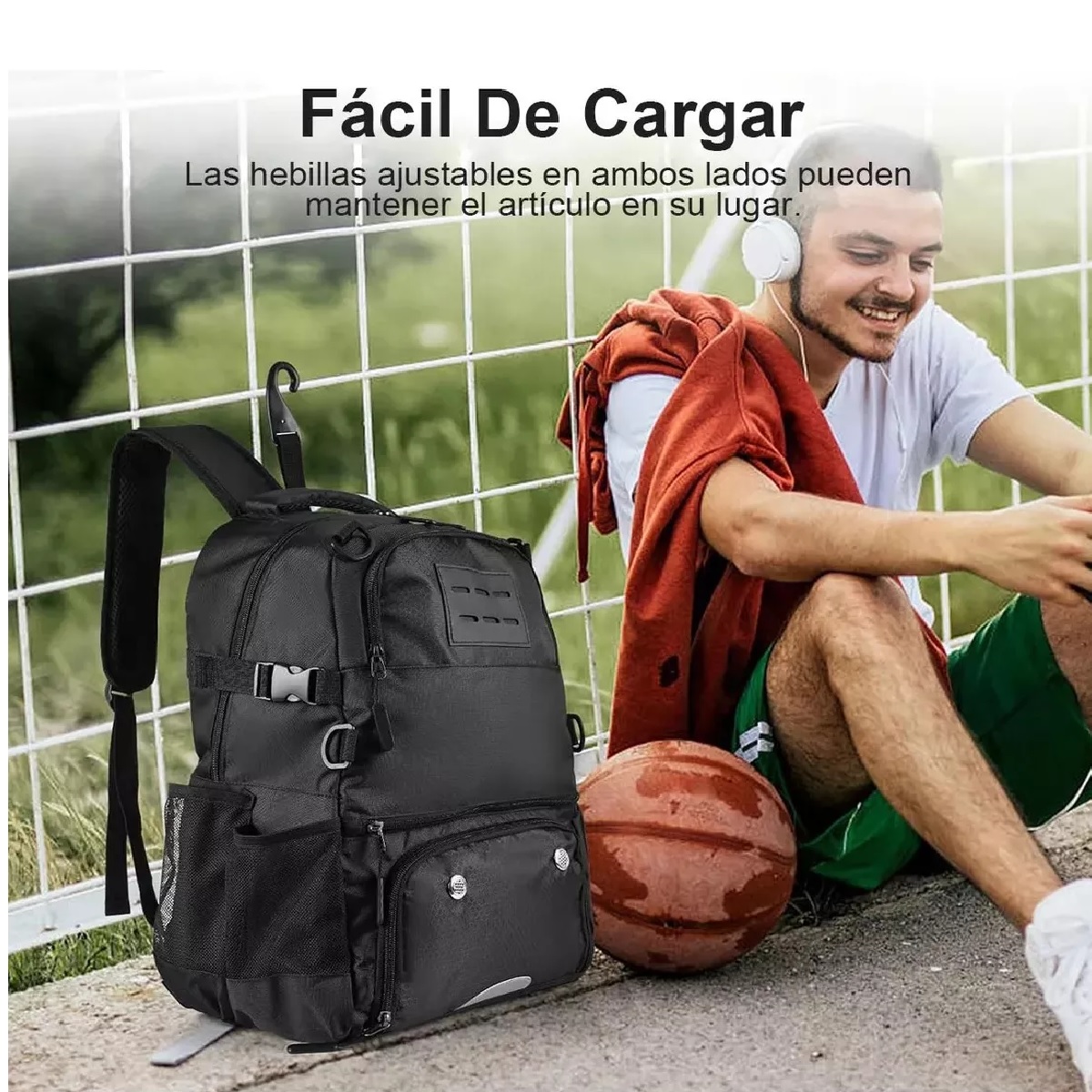 Mochila De Baloncesto Fútbol Con Compartimento Para Pelotas Y Zapatos