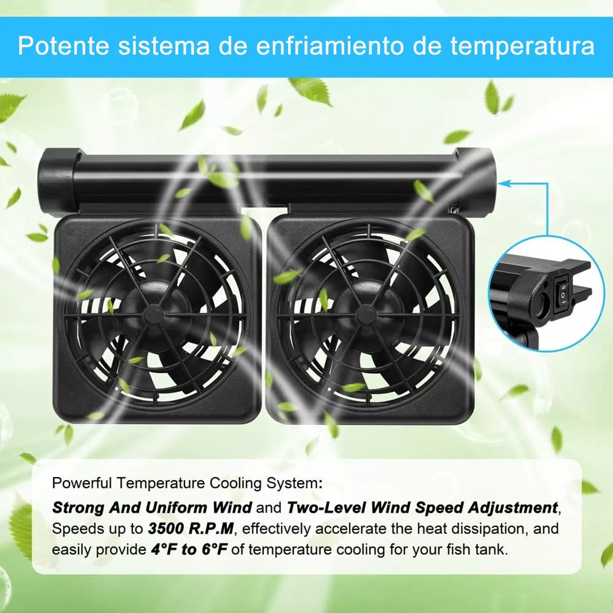 Enfriador Ventilador Para Acuario Y Pecera Con 2 Cabezas