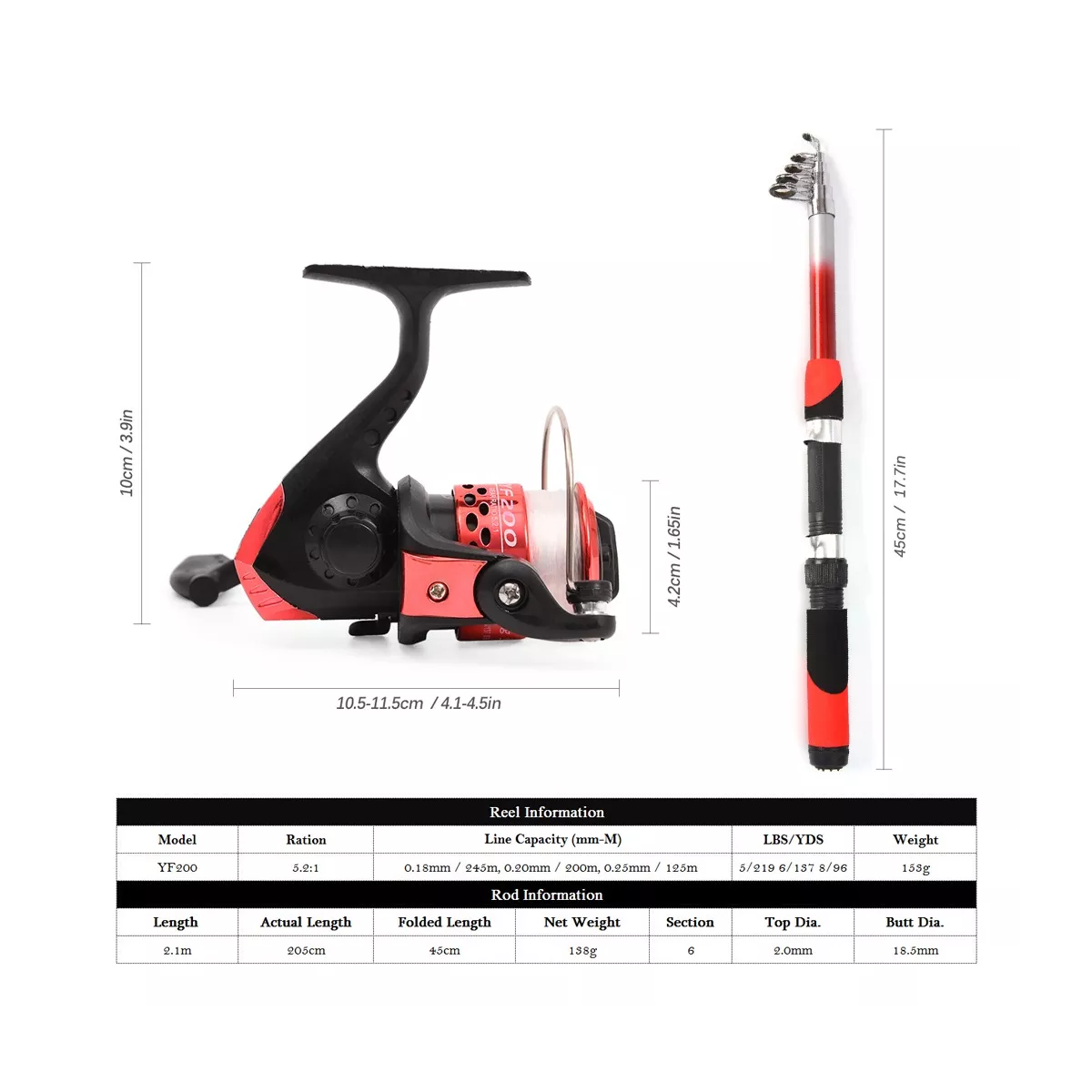 Kit De Pesca Completo Con Caña De Pescar Lixada 2*2.1m Caña Rojo