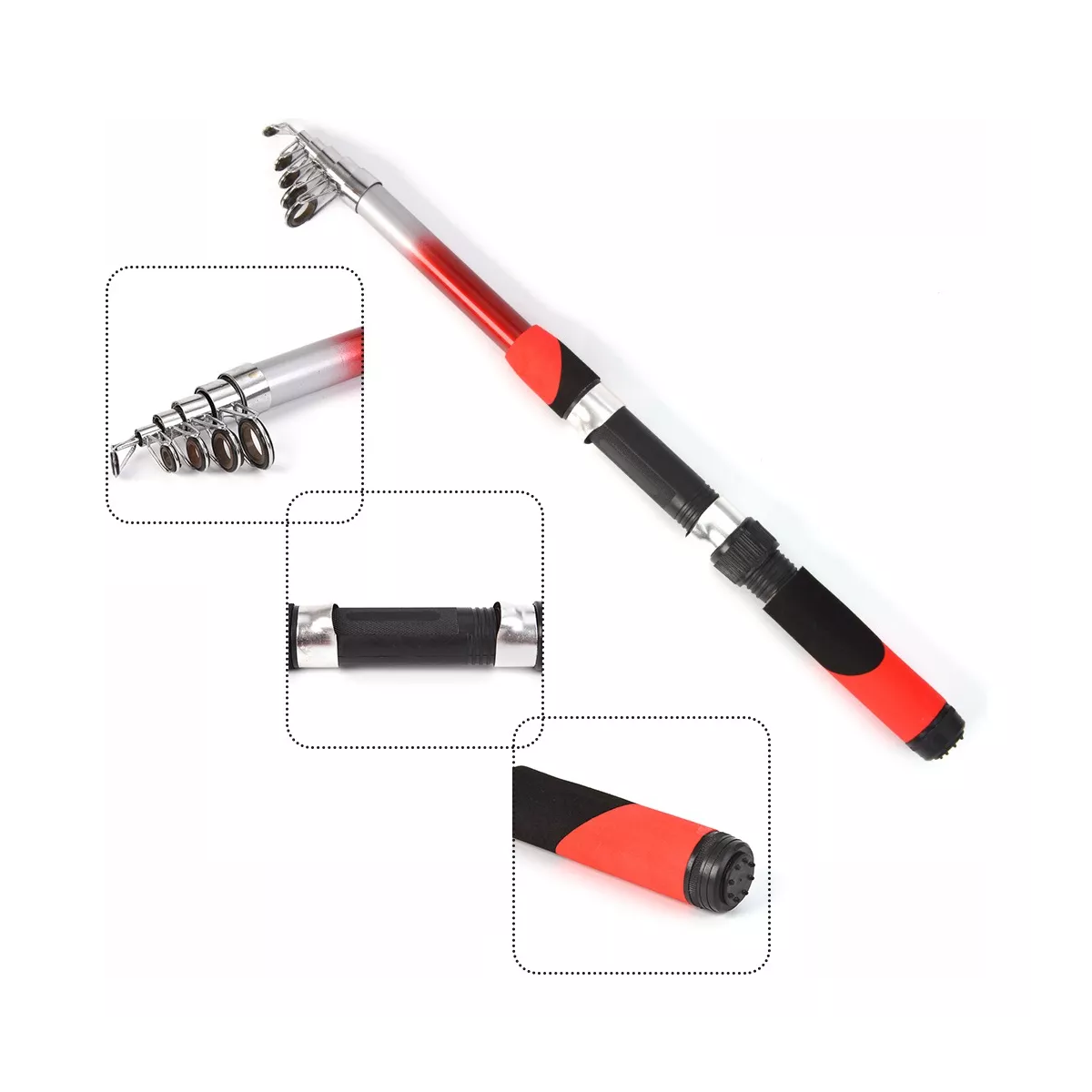 Kit De Pesca Completo Con Caña De Pescar Lixada 2*2.1m Caña Rojo