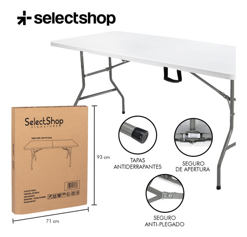 Mesa Plegable Plástico Tipo Portafolio 1.80m Jardín Portátil