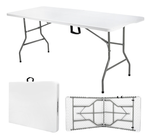 Mesa Plegable Plástico Tipo Portafolio 1.80m Jardín Portátil