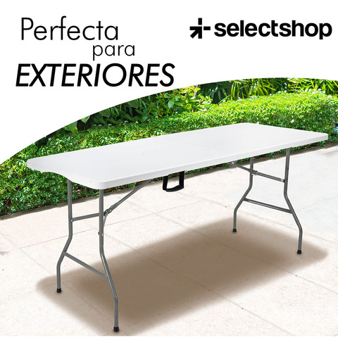 Mesa Plegable Plástico Tipo Portafolio 1.80m Jardín Portátil