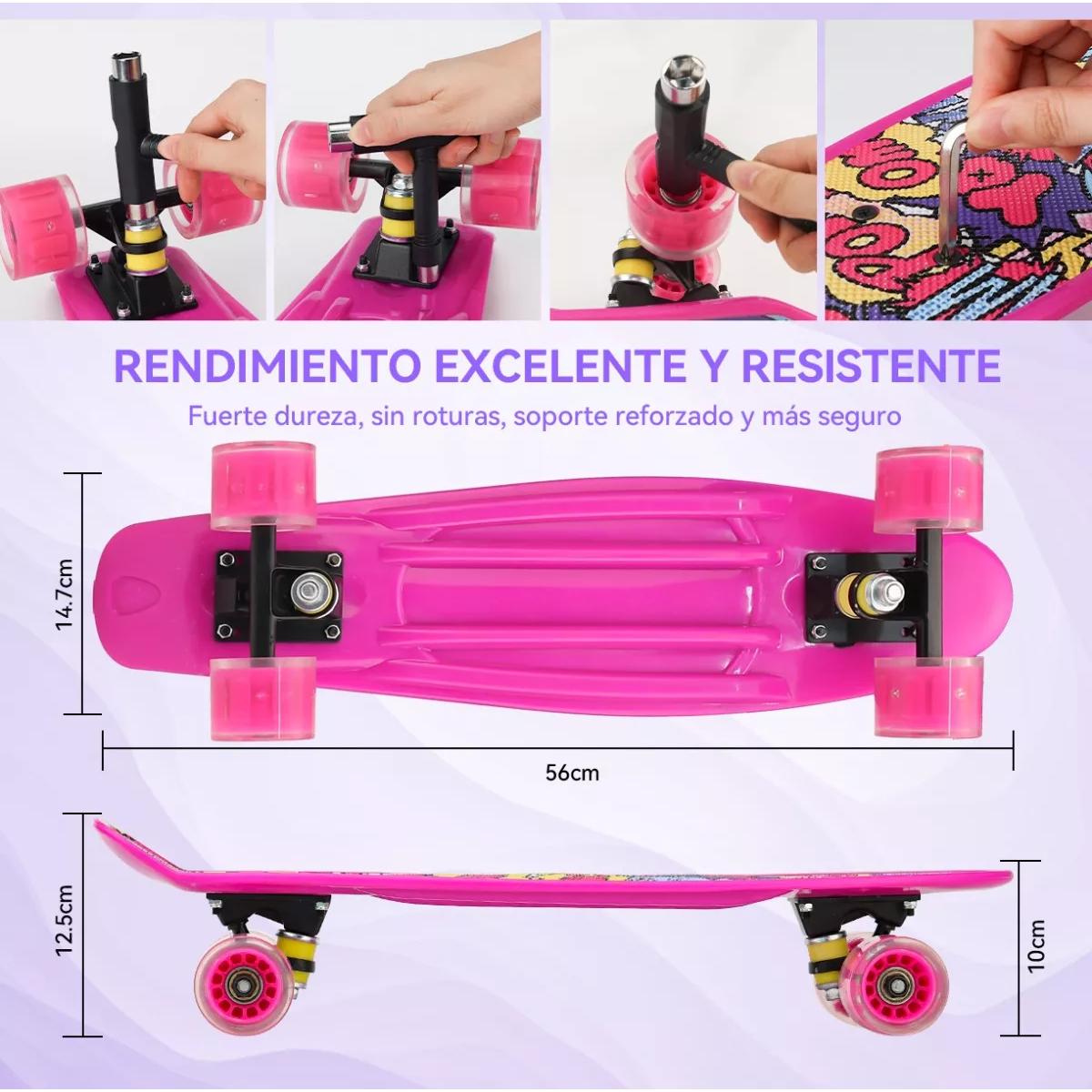 Patineta Skateboard Tipo Penny Cruiser Freestyle Rueda Luces Grafitti