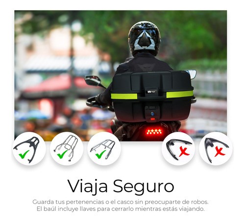 Caja Trasera Para Moto Cajuela 45 L Para 2 Cascos Con Llave