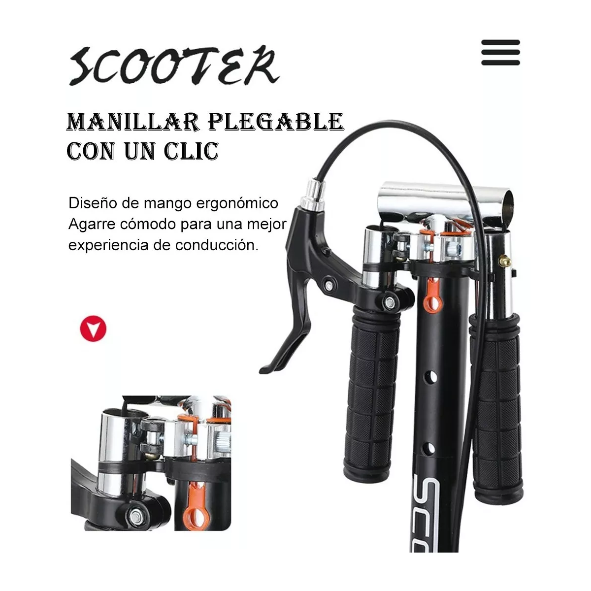 Scooter Patín Del Diablo Ajustable Plegable Jóvenes Adultos Negro