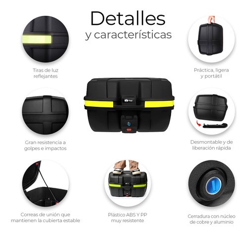 Caja Trasera Para Moto Cajuela 45 L Para 2 Cascos Con Llave