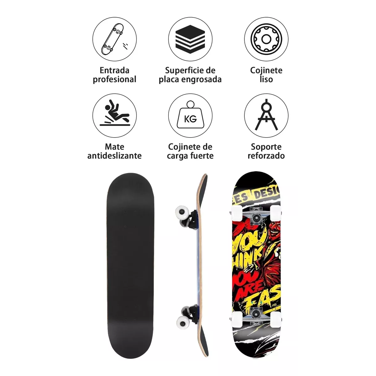 Patineta Completa Profesional Skateboard Principiante Adulto