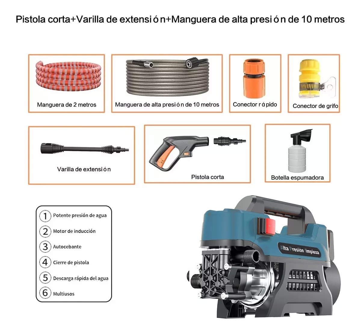 Hidrolavadora Eléctrica Auto Drive Portátil De Alta Presión