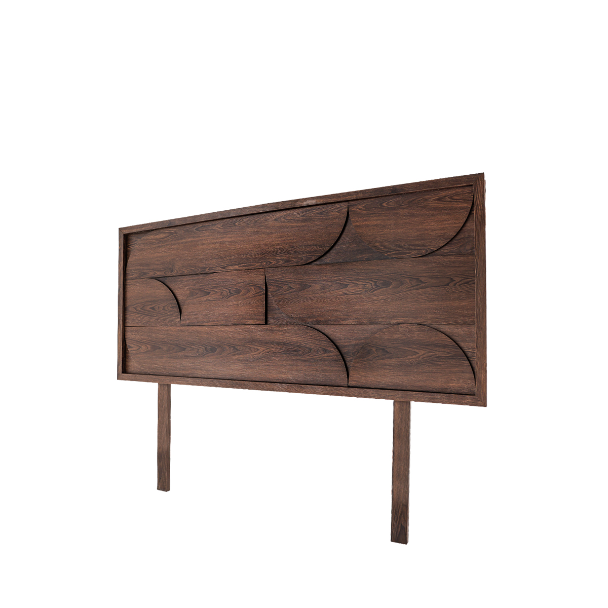 Cabecera para Cama Tamaño King y Queen Size Color Nogal con Relieves Decorativos y  Estructura de Madera Industrial