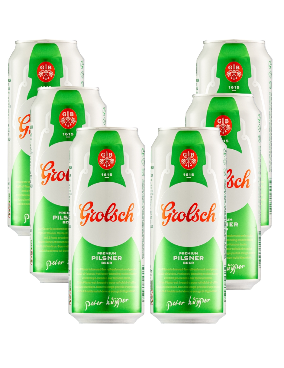 Six Pack Cerveza Grolsch Premium Pilsner Lata 500 Ml