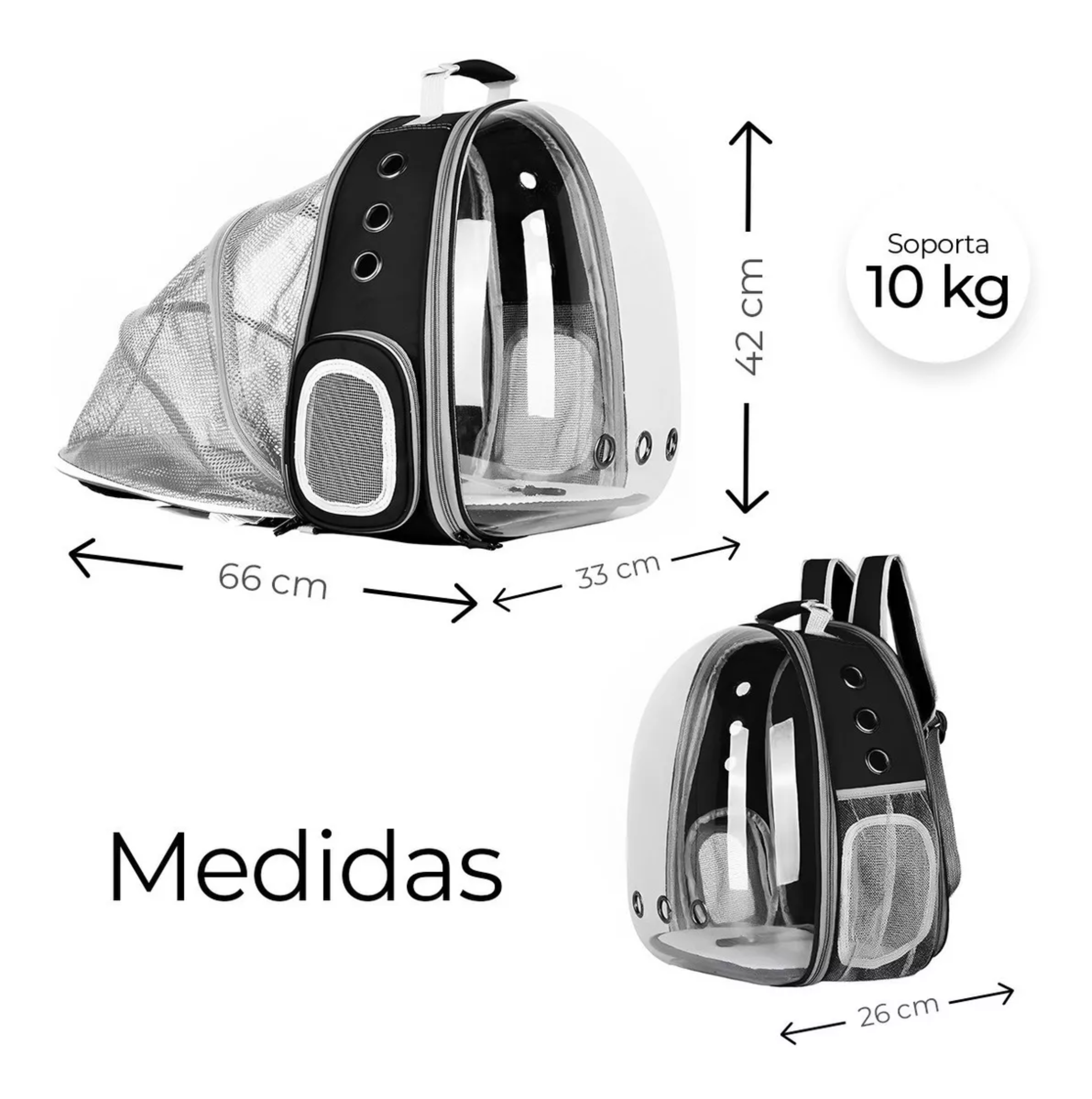 Mochila Transportadora Para Perros/gatos Expandible Portátil