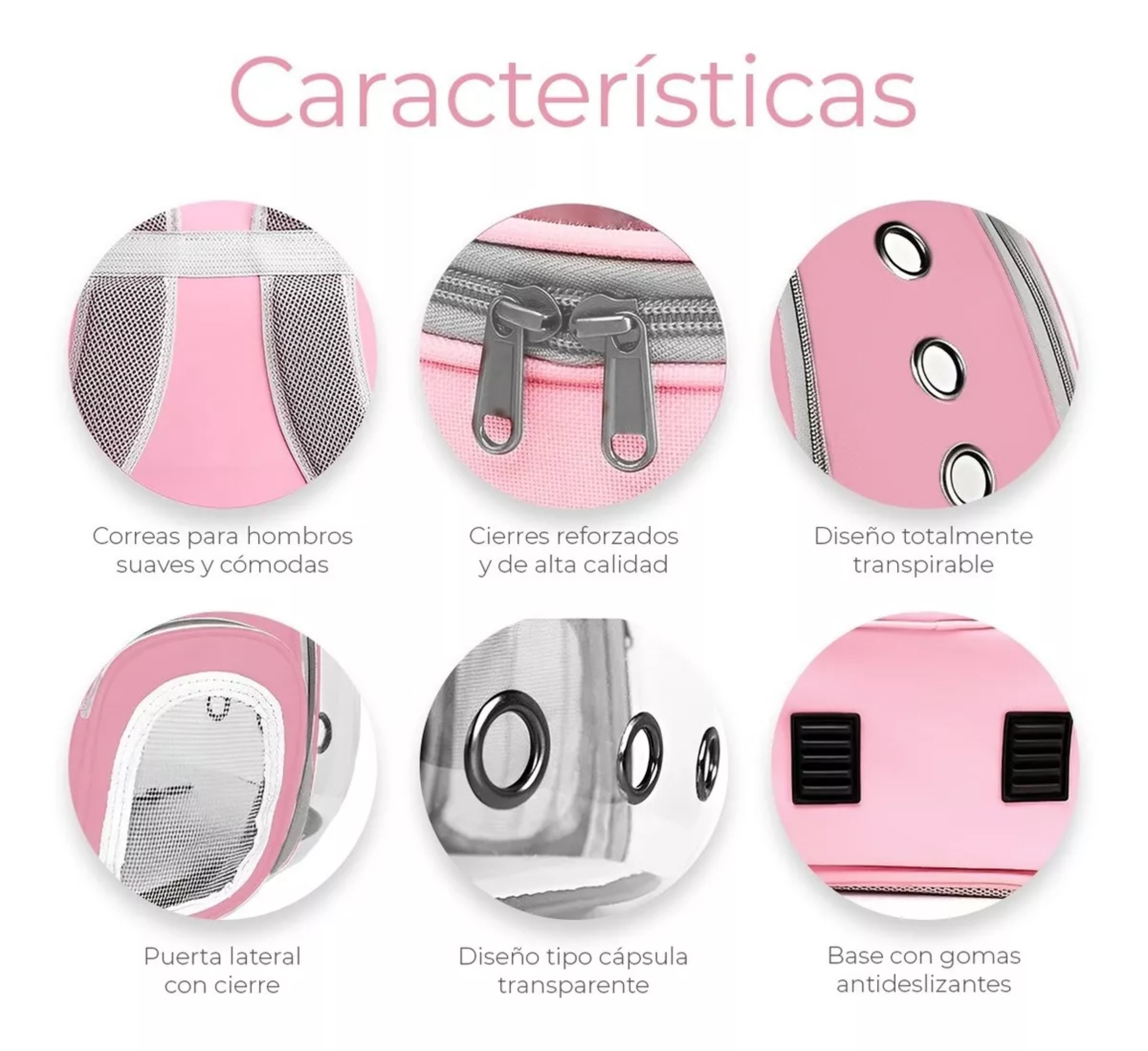 Mochila Transportadora Para Perros/gatos Expandible Portátil color rosa