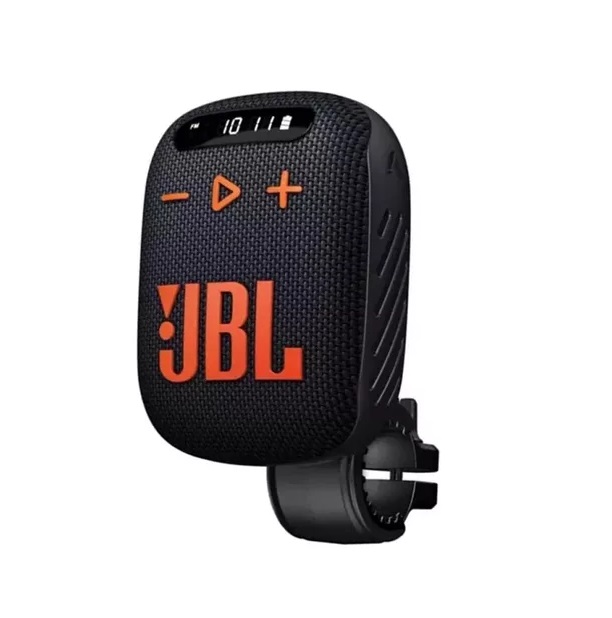Bocina Jbl Wind 3 Con Soporte Para Bicicleta y Radio Fm, Color Negro con Naranja 