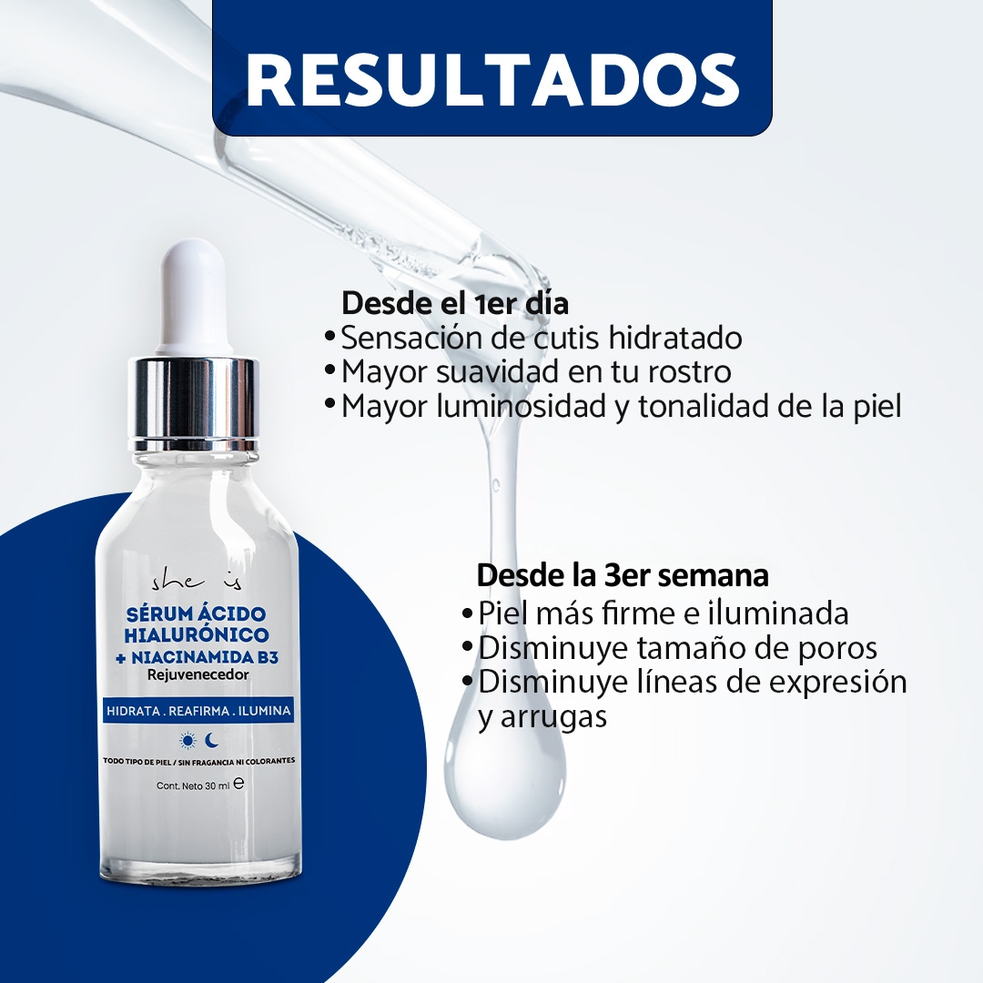 Set Facial Antiedad (Serum Ácido Hialurónico + Crema Revitalizante) She is skincare 