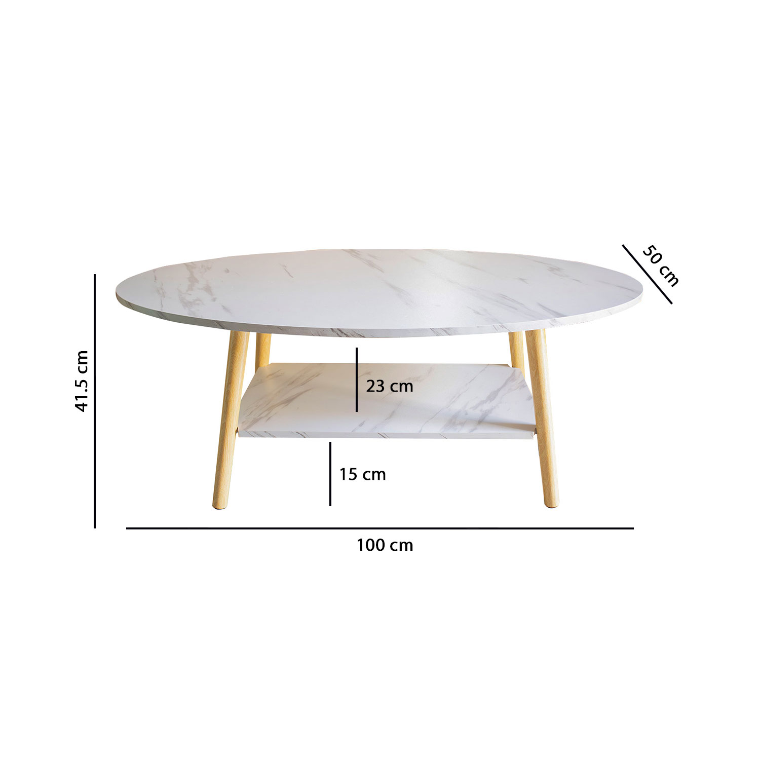 Mesa de Centro Ovalada para Sala Mesa de Té de Madera Bossa Redania.