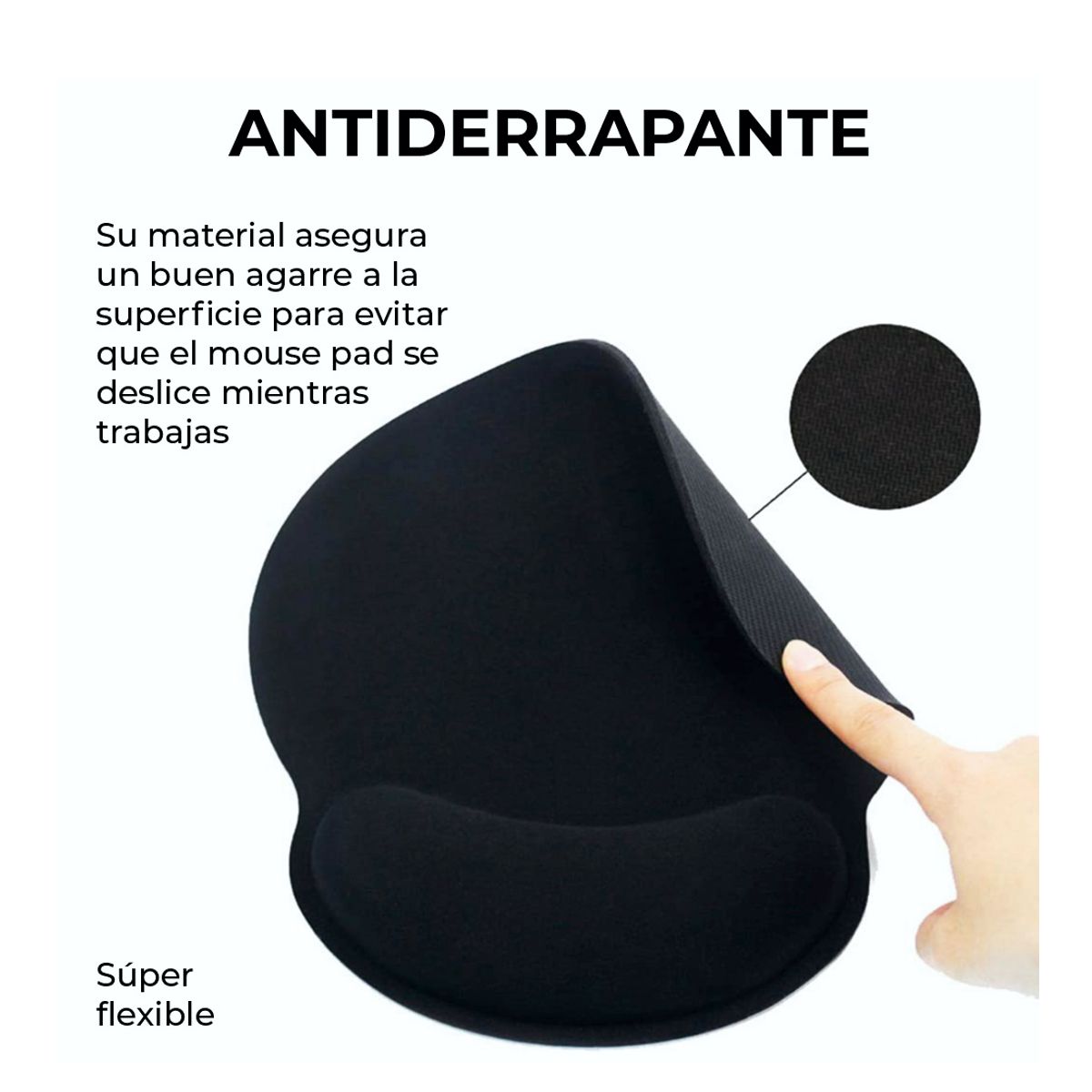 Mousepad Tapete Ergonómico Antideslizante Color Negro