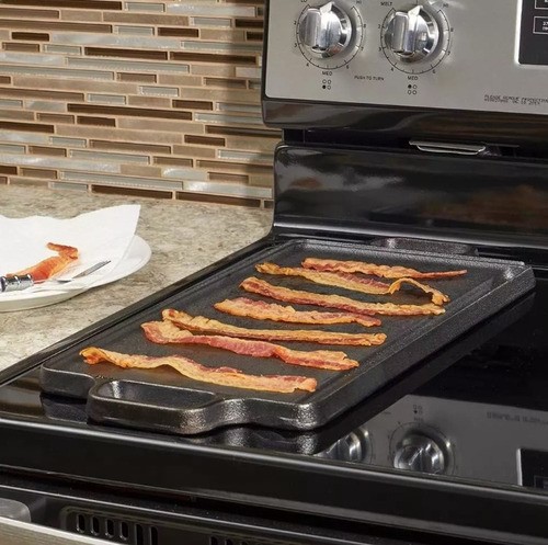 Plancha Grill De Hierro Fundido Reversible Hermosa Vida NEGRO