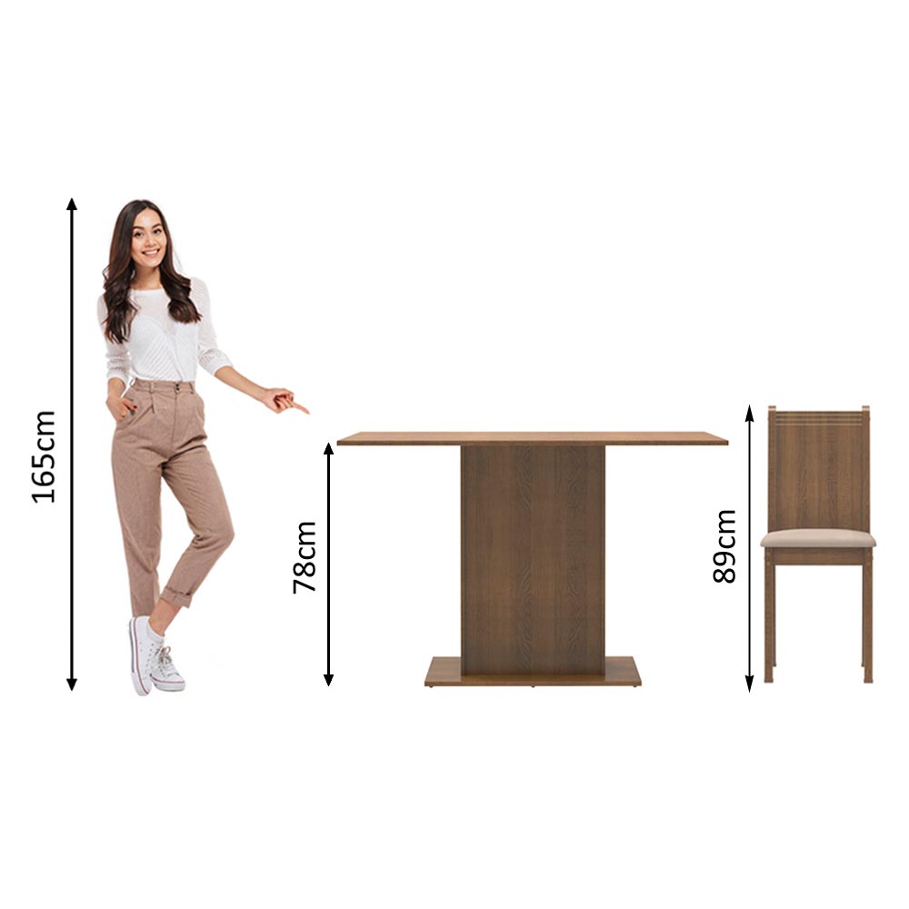 Juego de Comedor con Mesa y 4 Sillas Madesa Luana MSB