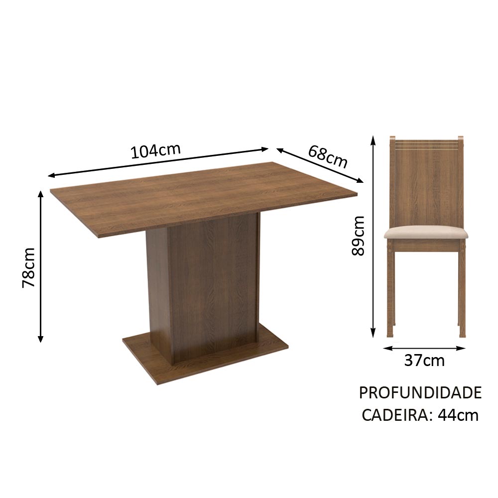 Juego de Comedor con Mesa y 4 Sillas Madesa Luana MSB