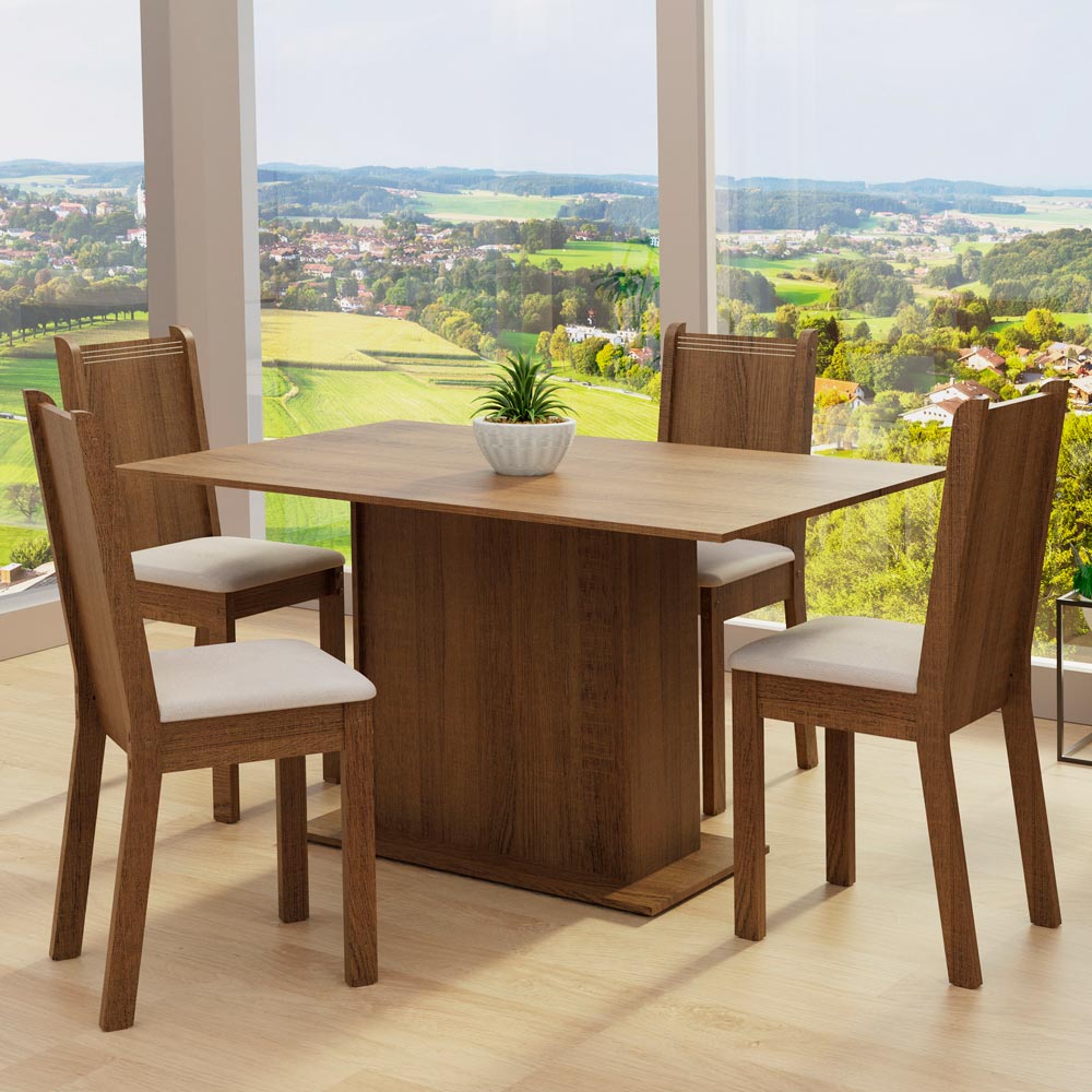 Juego de Comedor con Mesa y 4 Sillas Madesa Luana MSB