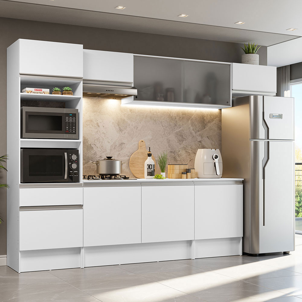 Cocina Integral Modular 300cm Madesa Topazio Blanco 01