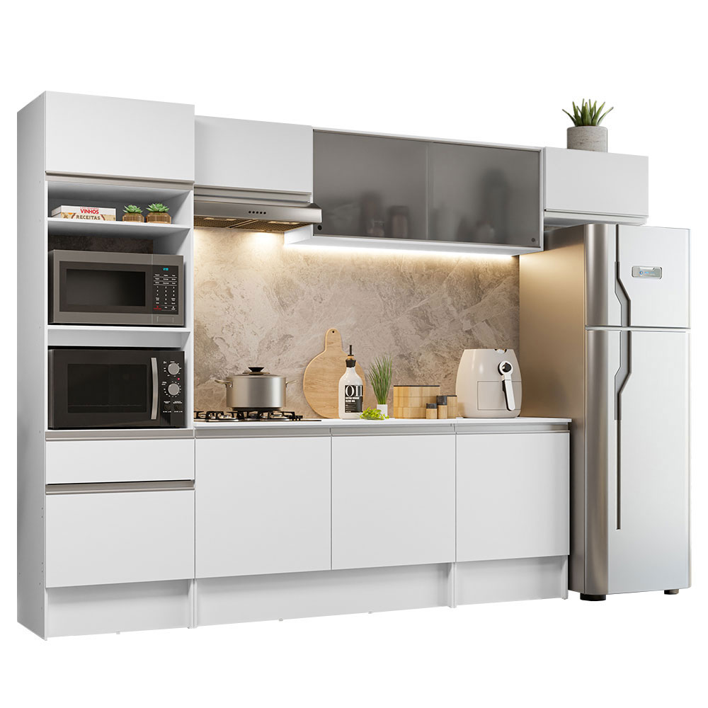 Cocina Integral Modular 300cm Madesa Topazio Blanco 01