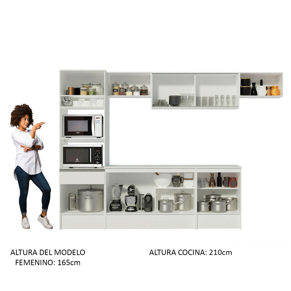 Cocina Integral Modular 300cm Madesa Topazio Blanco 01