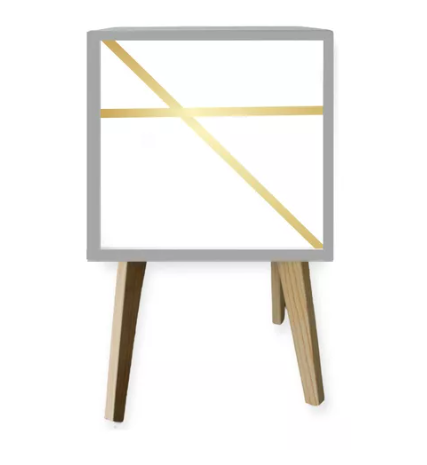 2 Buro Mesa De Noche Minimalista Incluye Luz Led Blanco Dorado Recámara.