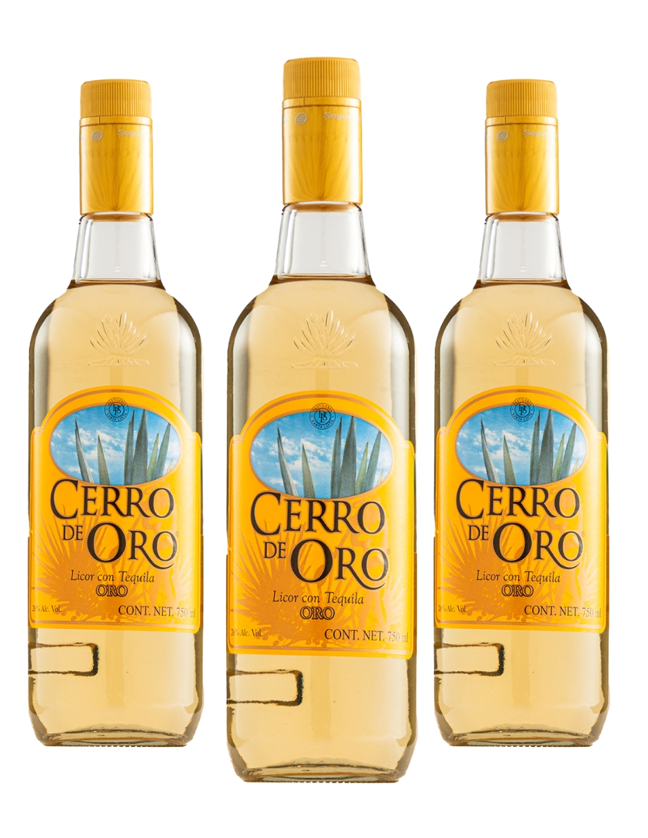 Tres Botellas Licor Con Tequila Cerro de Oro 750 Ml