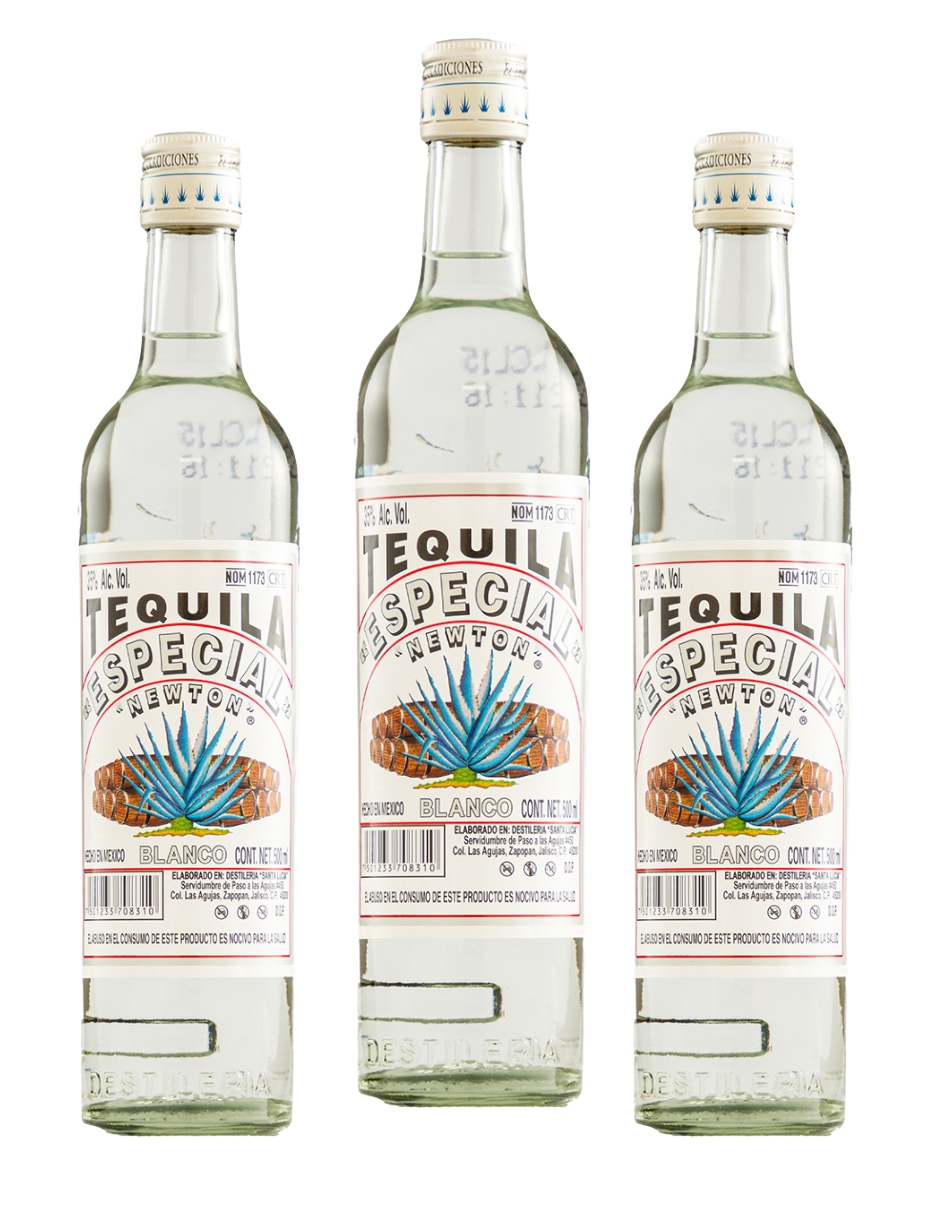 Tres Botellas Tequila Especial Newton Blanco 500 Ml