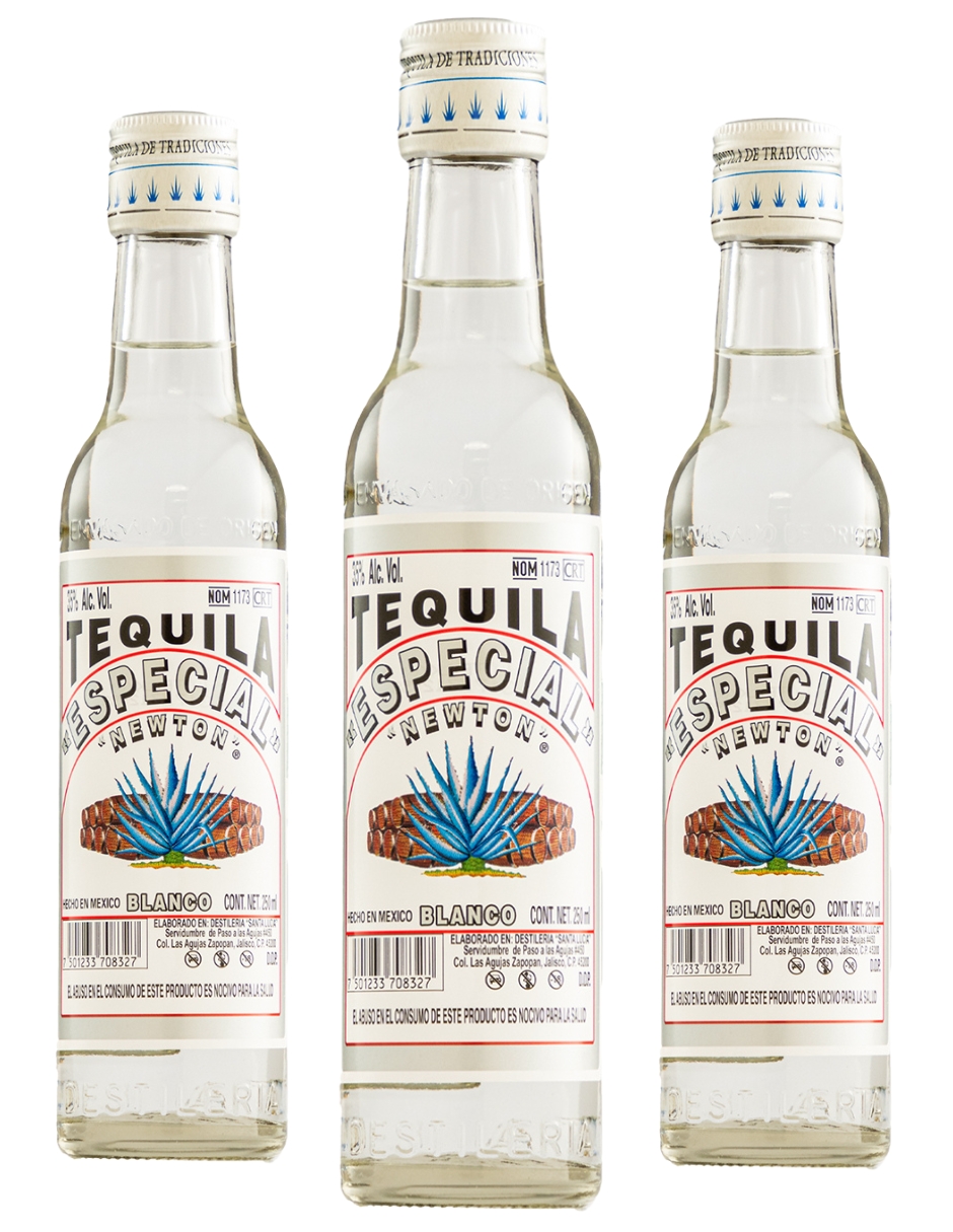 Tres Botellas Tequila Especial Newton Blanco 250 Ml